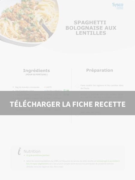 Fiche Recette - Spaghetti bolognaise aux lentilles