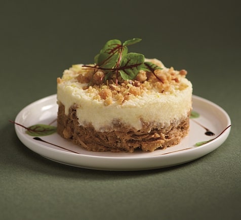 Recette Parmentier de paleron de porc confit, crumble noisette et citron