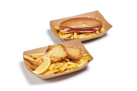 Barquette fish'n chips et hot dog
