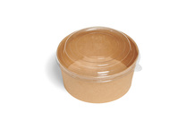 Boîte ronde à salade kraft avec couvercle transparent 750 ml