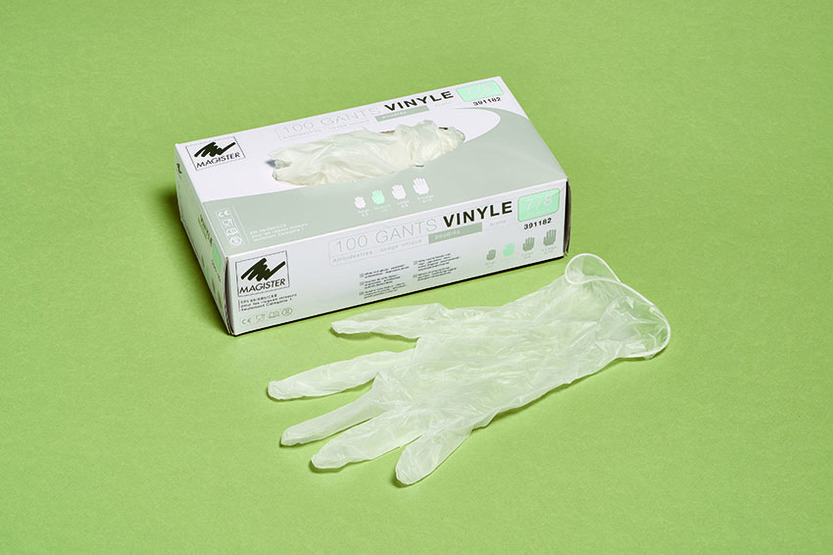 Gant vinyle blanc poudré taille M 7/8