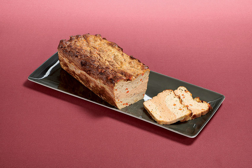 Terrine marbrée aux noix de St Jacques et aux langoustines dorée au four