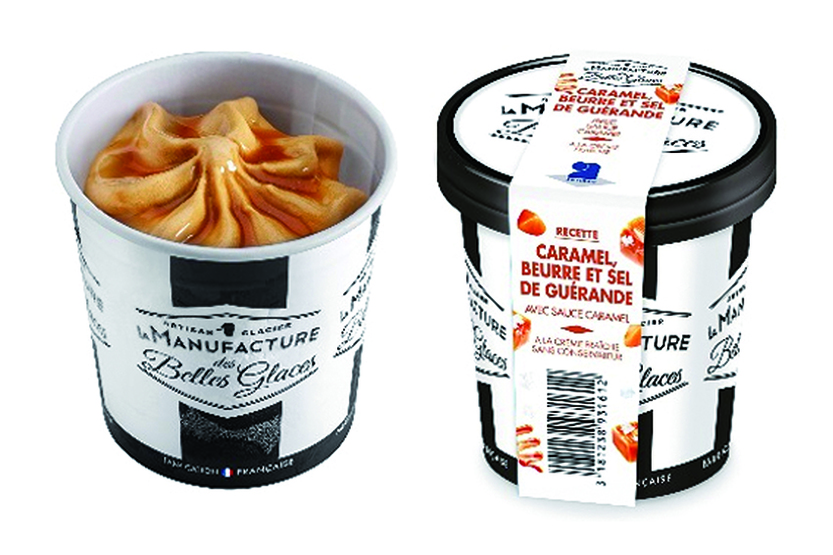 Crème glacée caramel, beurre et sel de Guérande et sauce caramel